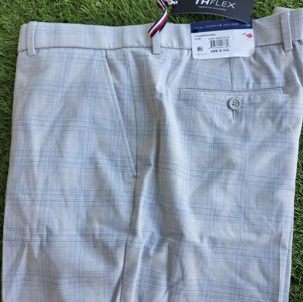 Tommy Hilfiger Mens ThFlex Dress Pants 38x32 Grey Blue Stretch New $95 Striped - Picture 4 of 6